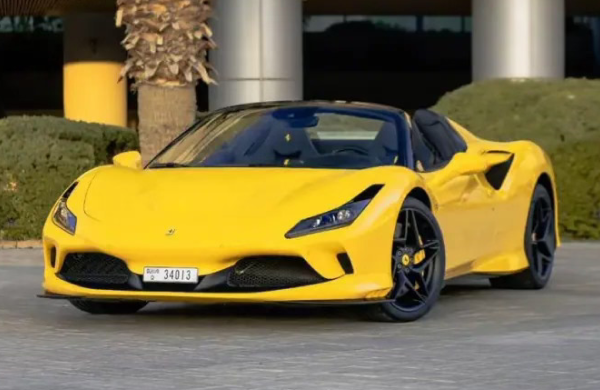 Ferrari F8 Spider 2022 (Yellow) for rent in Dubai