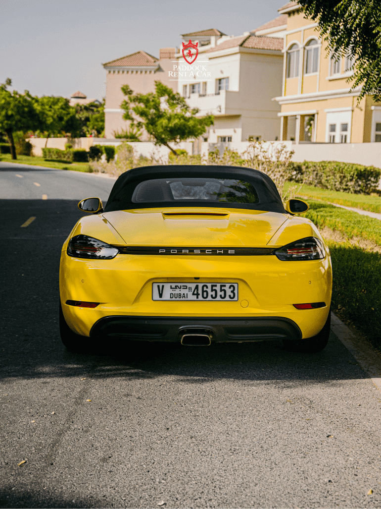 Yellow Porsche rental