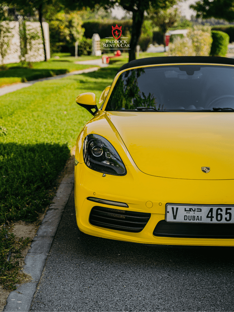 Yellow Porsche rental